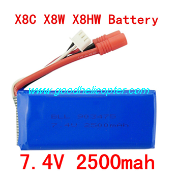 SYMA-X8-X8C-X8W-X8G Quad Copter parts upgrade 7.4V 2500mah battery (V2 round plug) - Click Image to Close